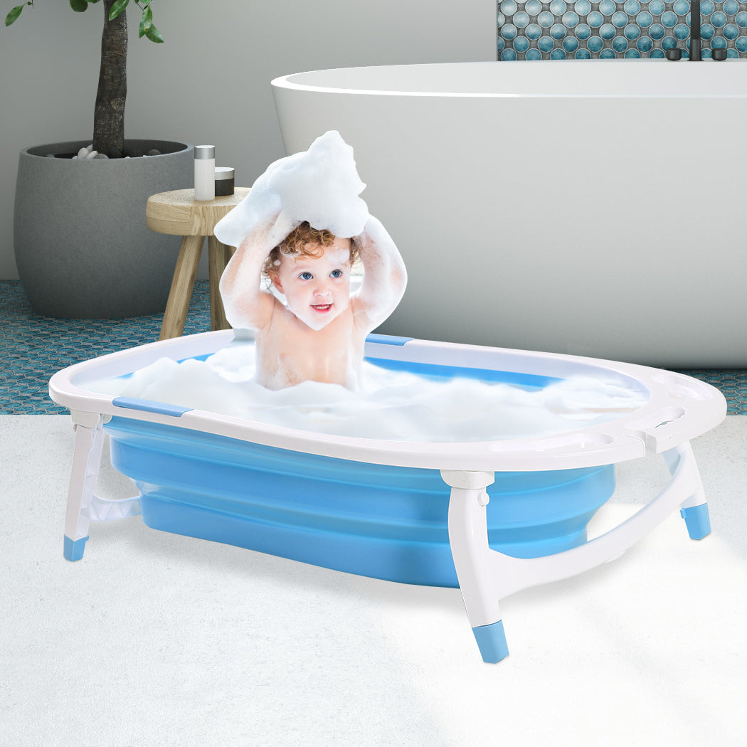 Folding Baby Toddler Bath Tub - Blue