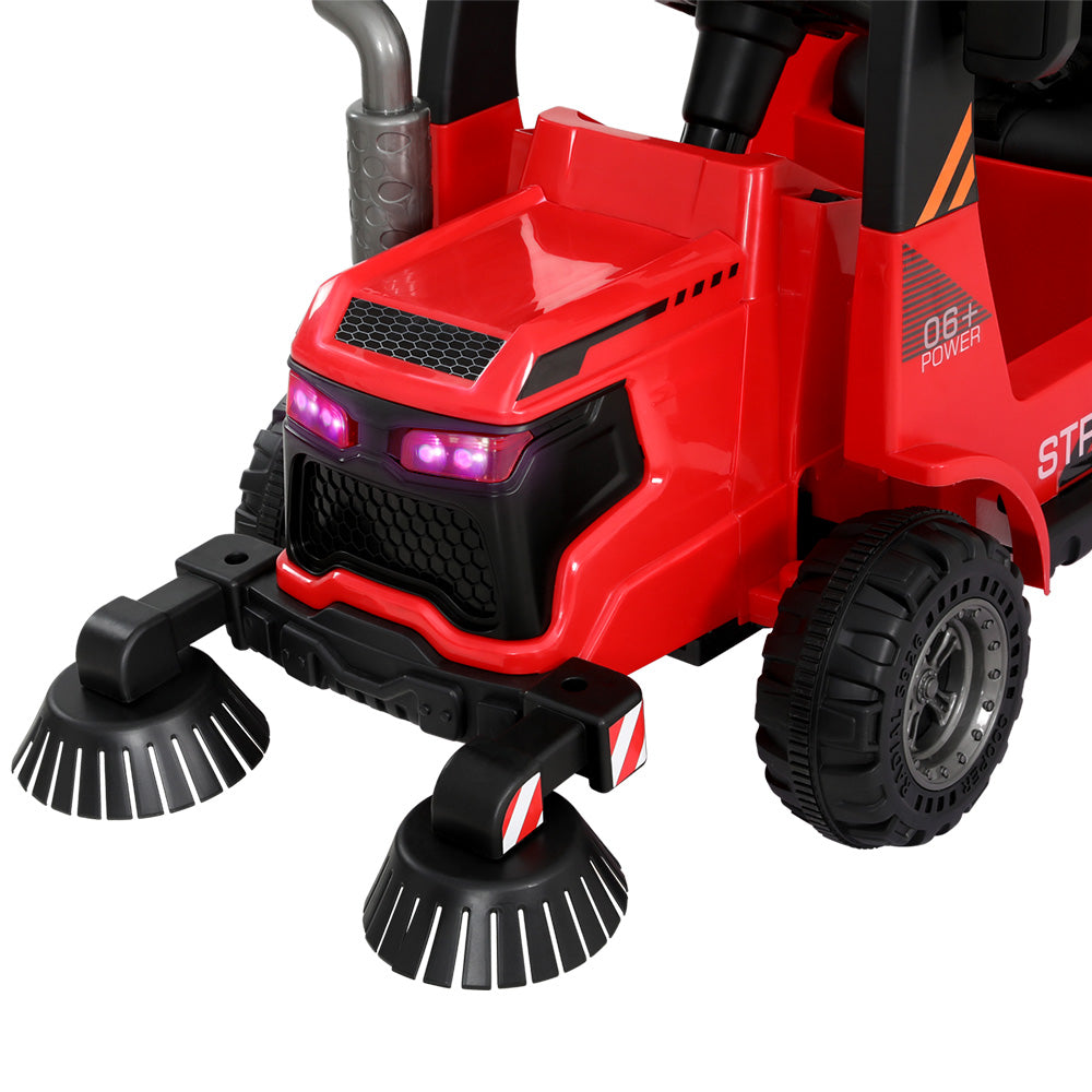 Rigo Kids Electric 12V Ride On Street Sweeper Truck - Red
