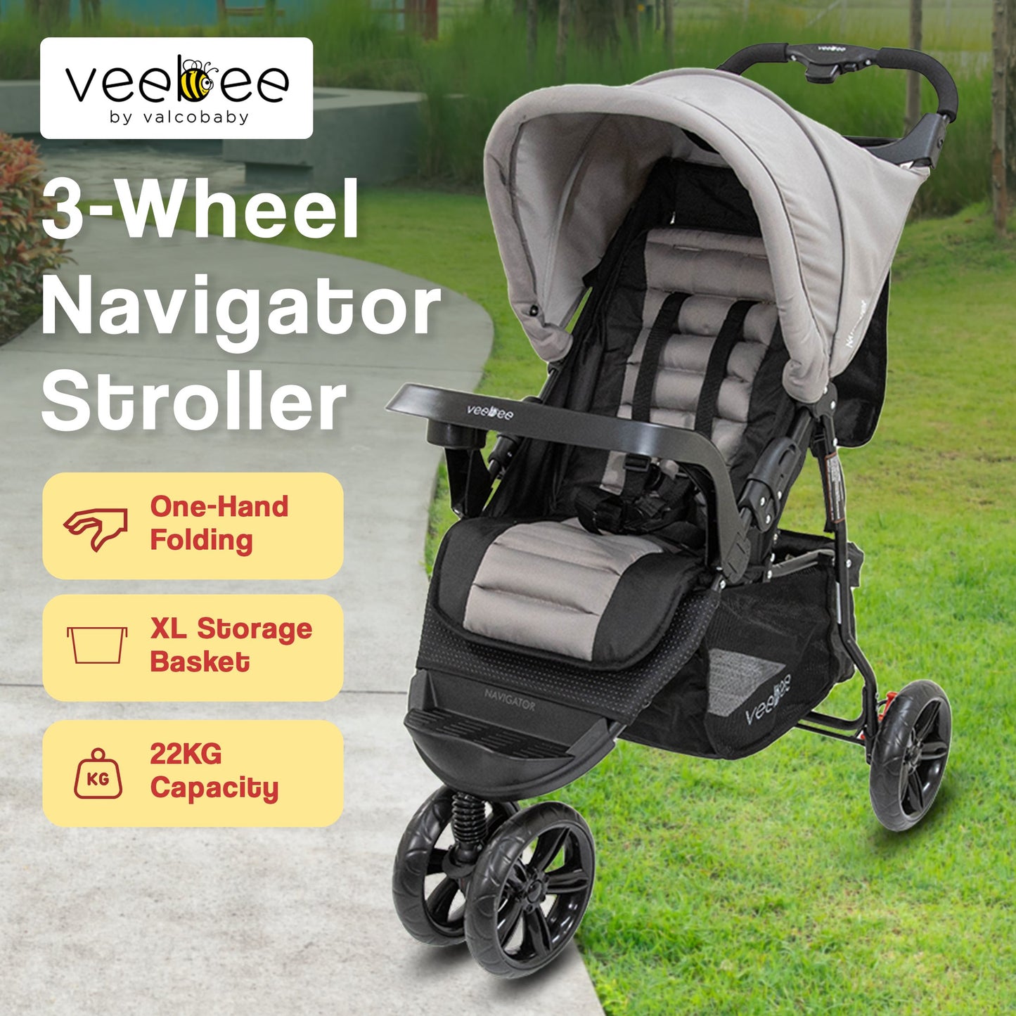 Veebee Navigator Stroller 3-Wheel pram- Fauna