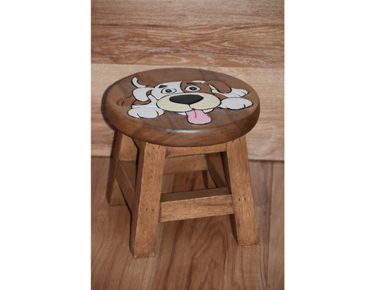 Kids Wooden Stool Puppy Dog Design