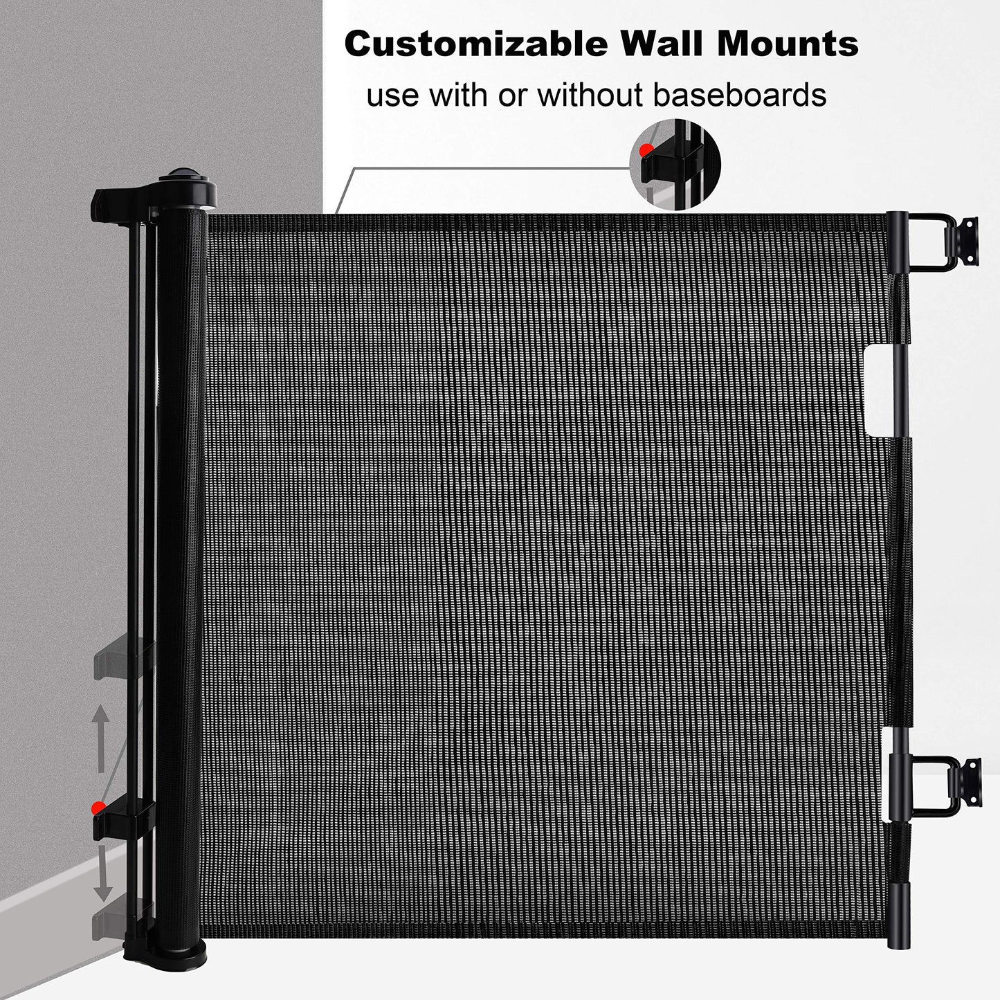 Retractable 1.5M Safety Gate Black