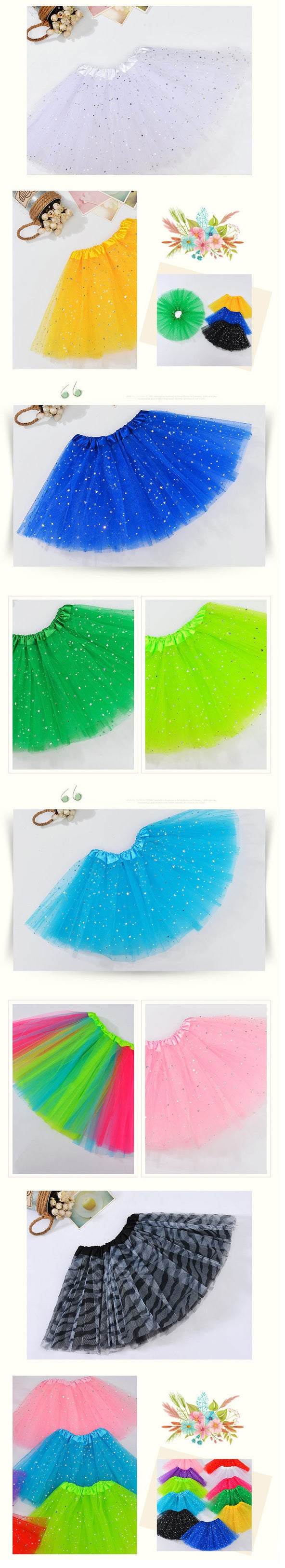 Sequin Tulle Tutu Skirt Ballet Kids Princess Dressup Party Baby Girls Dance Wear, Royal Blue, Kids