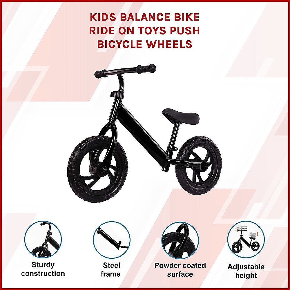 Kids Balance Push Bike - Black